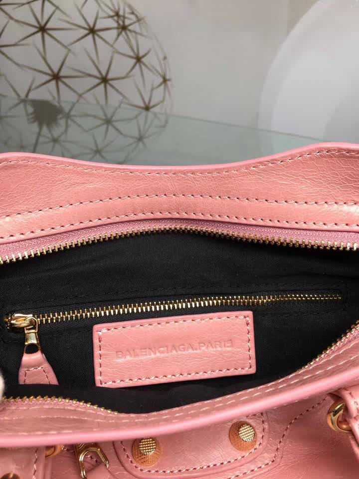 BALENCIAG巴黎世家 義大利進口 原版油蠟頭層牛皮 香皮小銀釘 時尚百搭 手提肩背斜挎包  BL1576